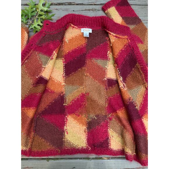 Vintage Talbots Hand Knit Red Mohair Blend Fluffy Grannycore Cardigan Sz P - Picture 8 of 13